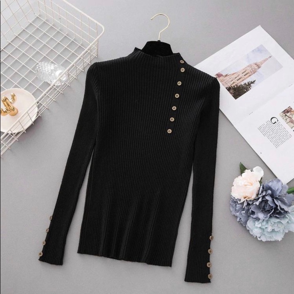 Solid Knit Pull-Over Turtleneck Jumper Sweater.